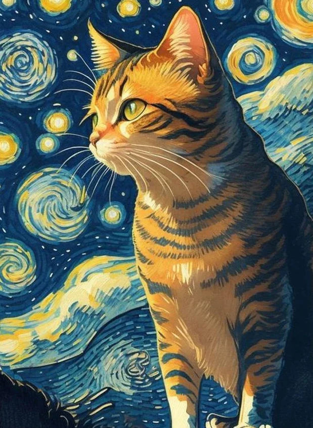 DIY Full Diamond Painting Cat under the stars Mosaic Adult Dot diamond cross stitch set living room bedroom decorative painting
