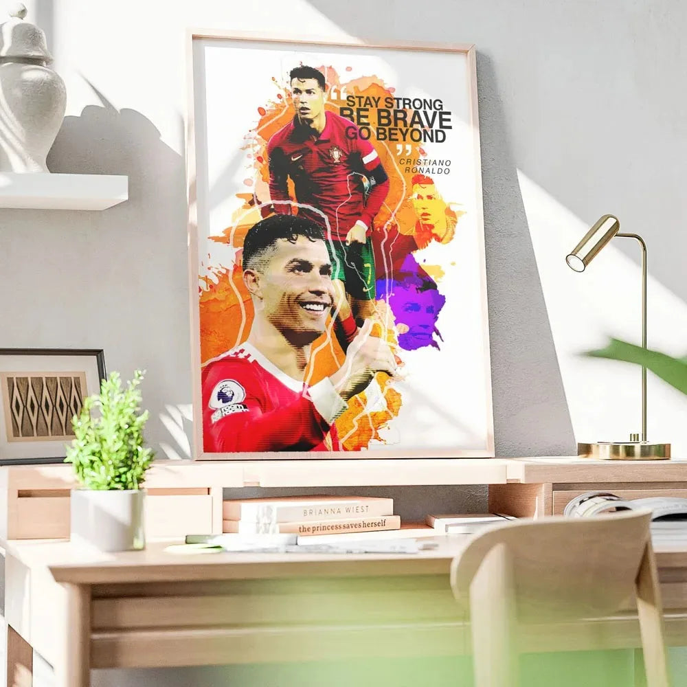 Portugal Super Football Star C-CR7 Poster Prints Motivational Quotes Canvas Painting Soccer Fans Room Decor No Frame