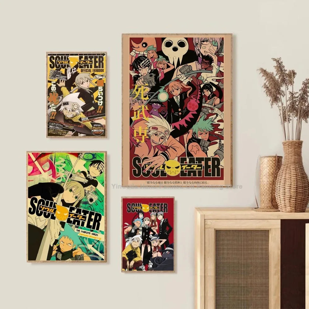 1PC Classic Anime Soul Eater Poster Self-adhesive Art Waterproof Paper Sticker Coffee House Bar Room Wall Decor