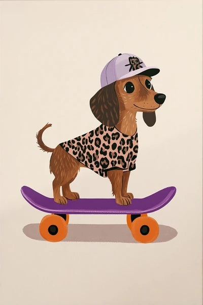 Funny Animals Rabbit Dog Bear Cat Lion Skateboard Posters Prints Crocodile Wall Art Canvas Nursery Pictures for Kids Room Decor