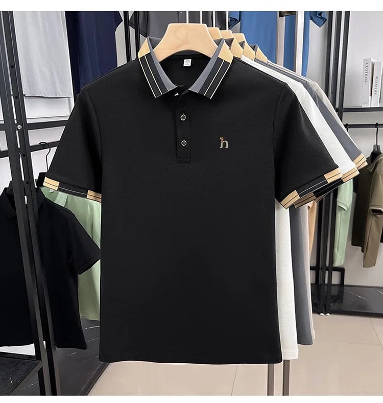 Luxury fashion men's short sleeve polo shirt high-quality brand summer breathable casual T-shirt cute cartoon dog embroidery top