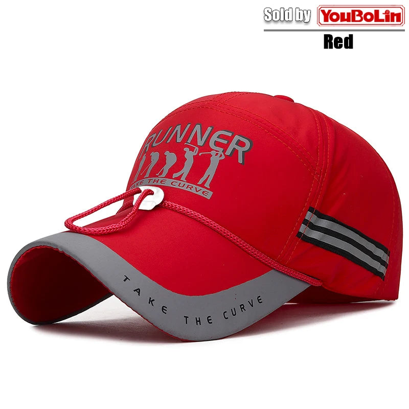 Summer With Windproof Rope Extended Brim Adjustable Cotton Baseball Cap Fishing Hat Trucker Caps Dad Hats