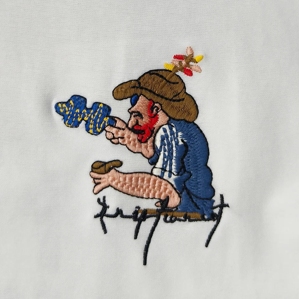 Embroidered short sleeved T-shirt Men's 2025 New Summer trend Jigsaw print loose Tee Casual versatile tops clothing