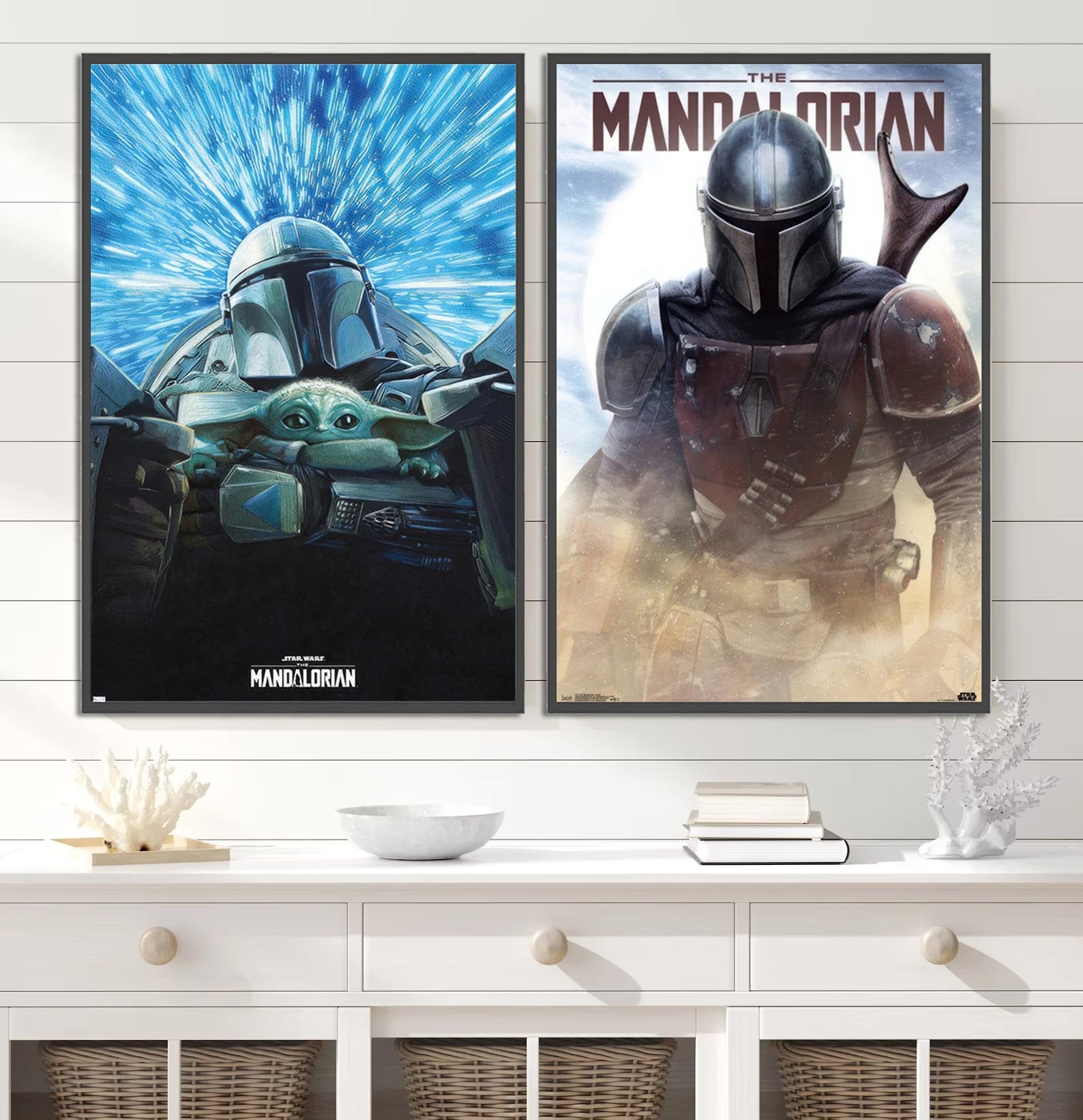 Star Wars Mandalorian Self-adhesive Poster Figures Home Decoration Painting Wall Art Computer Room Decor Kid Gift Yoda Wallpaper
