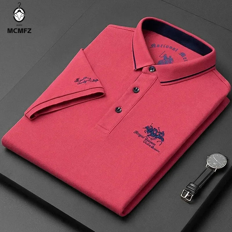 Men's Embroidered Casual Fashion Short Sleeved POLO Shirt Summer Comfortable Top