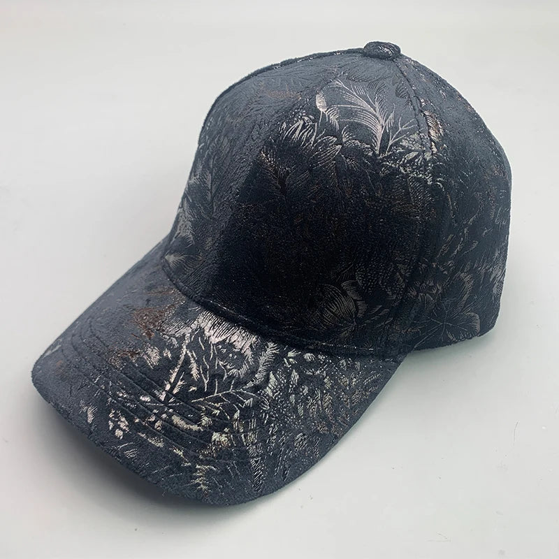 New Elegant Flower Leaf Vegan leather Streetwear Men Women Baseball Hats Cotton Kpop Funny Fashion Breathable Sport Hip Hop Caps