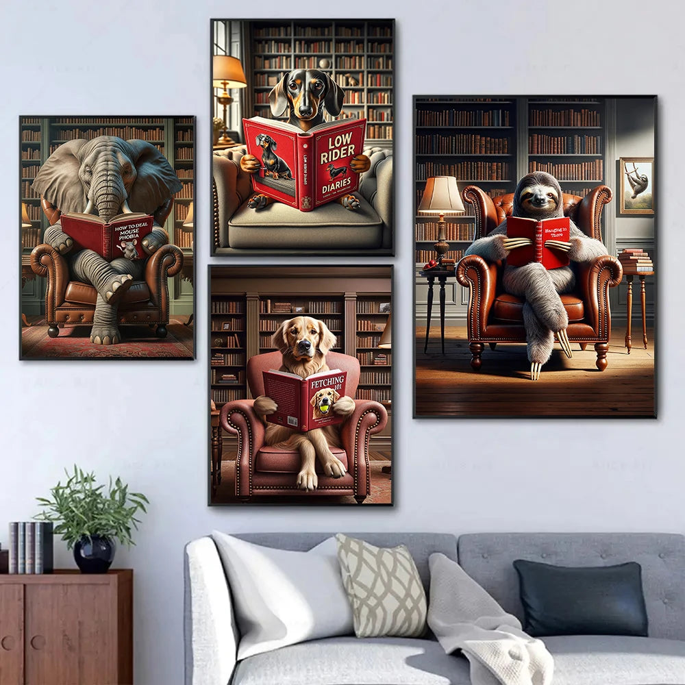 Interesting Animal Read Elephant Turtle Sheepdog Abstract Posters Prints Canvas Painting Wall Art Picture Living Room Home Decor