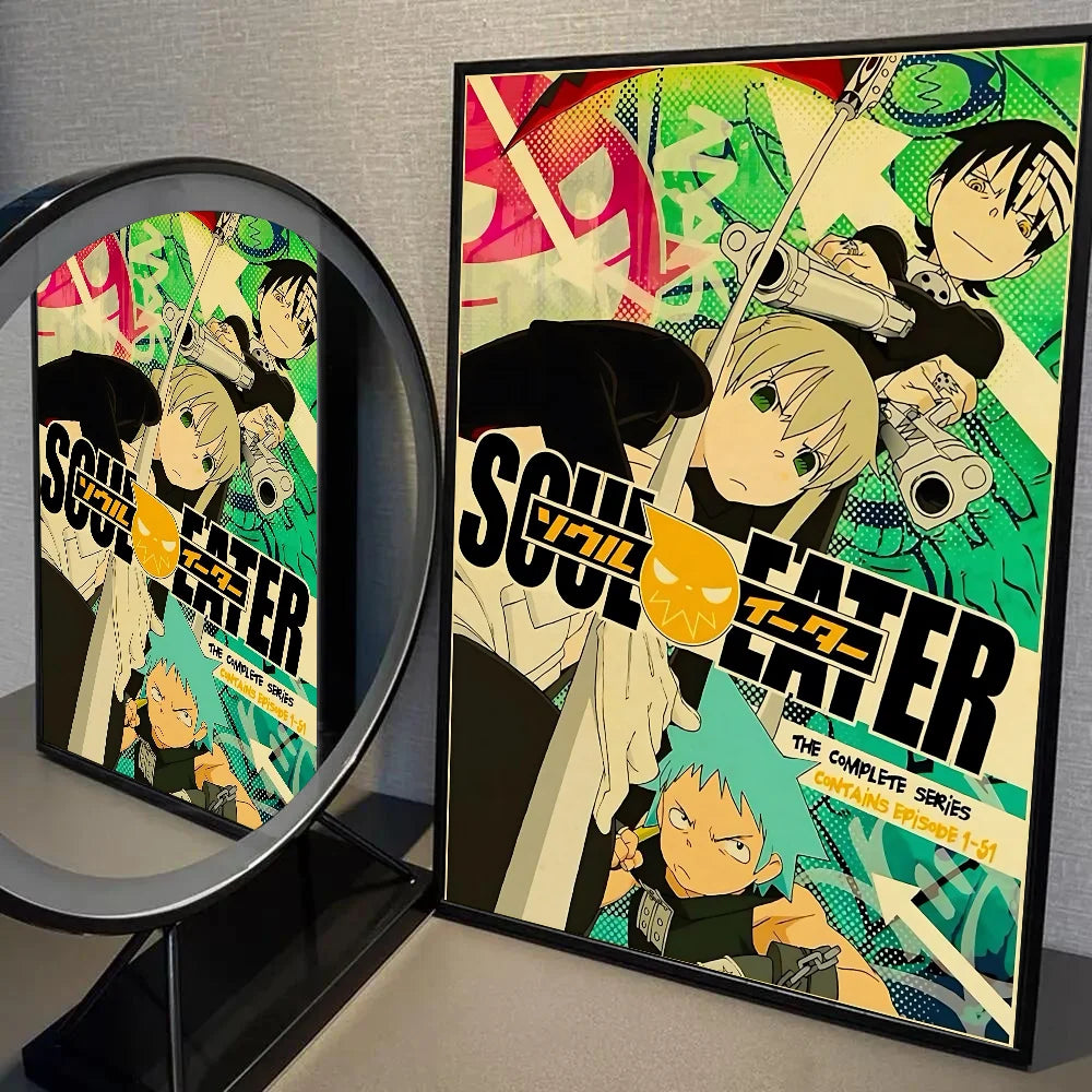 1PC Classic Anime Soul Eater Poster Self-adhesive Art Waterproof Paper Sticker Coffee House Bar Room Wall Decor