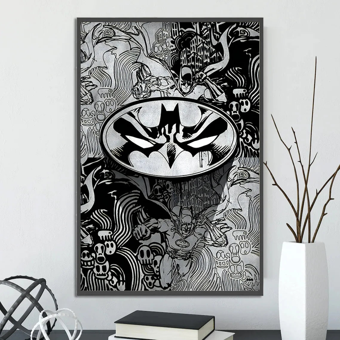 DC Superman Logo Self-adhesive Poster Movie Wallpaper Figures Home Decoration Painting Wall Art Batman Room Decor Kids Gift