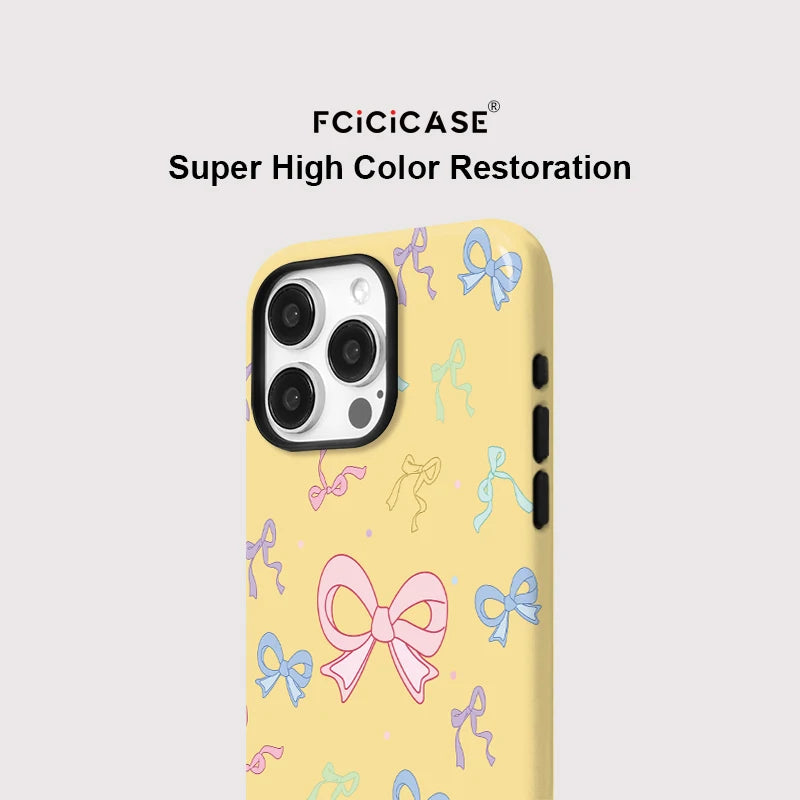 Colorful Bows Case For iPhone 16 Pro Max 15 14 13 Mini 12 11 Pro Plus Acrylic TPU Two in one Magnetic Phone Cases