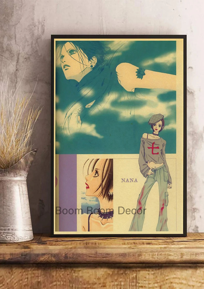 Hot Anime Posters NANA Retro Kraft Paper Sticker Poste 2021 Arrivals Bar Cafe Decor Nostalgia Gift Funny Prints Wall Paintings