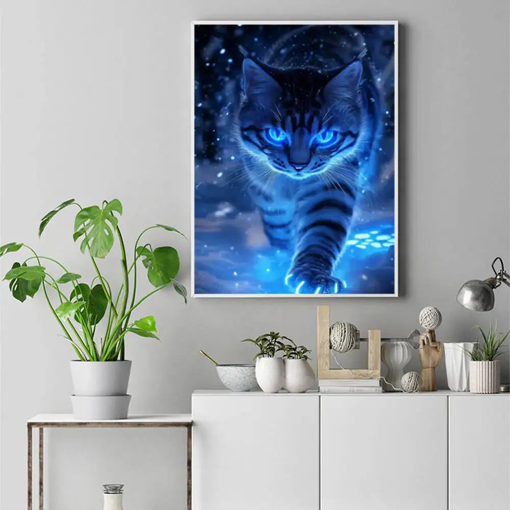 Huacan Diamond Painting Novelties Cat Animal Full Round Diamond Mosaic Picture For Living Room Home Decoration