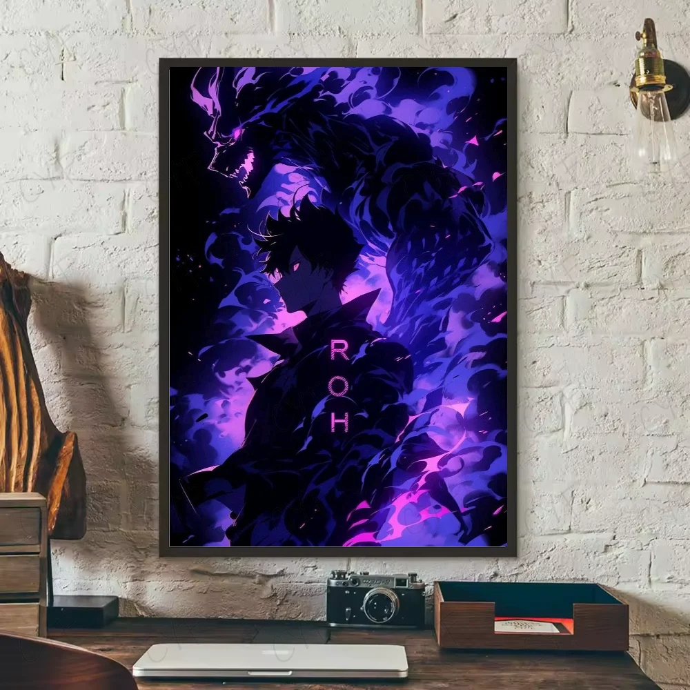 S-Solo Leveling Anime Poster HD art sticky wall waterproof home living room bedroom bar aesthetic decoration