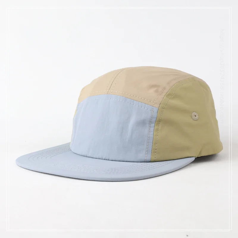 Customized Logo Color Matching Five-panel Waterproof Quick-drying Hat Outdoor Sunshade Unisex Adjustable Flat Edge Baseball Cap
