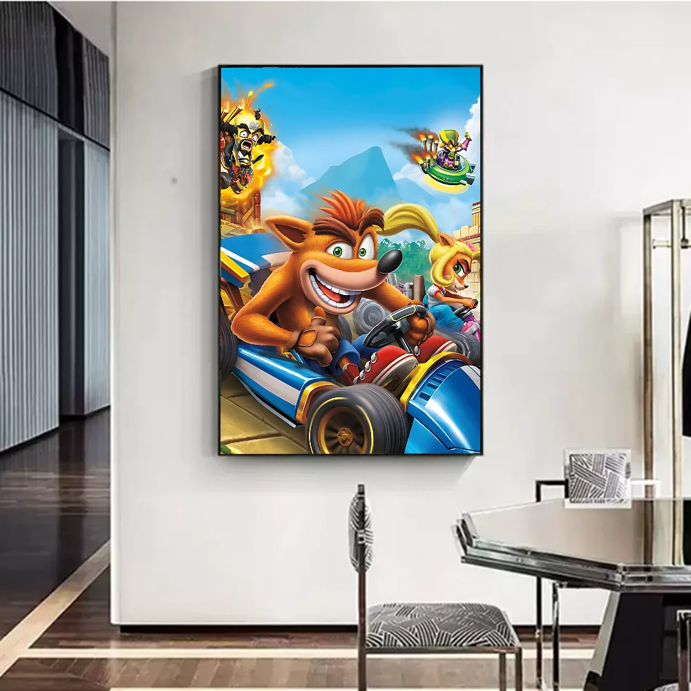 Crash Bandicoot Anime Posters Sticky Whitepaper Sticker DIY Room Bar Cafe Kawaii Room Decor