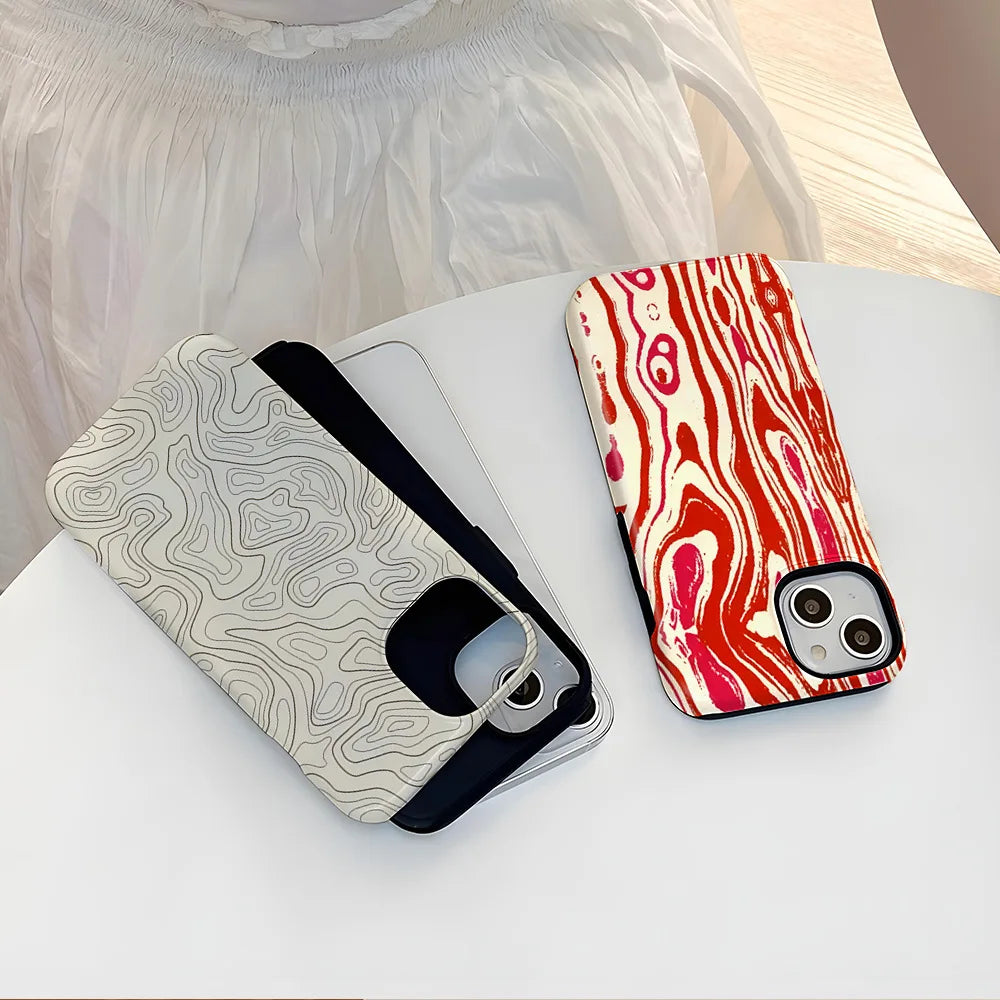 Wave Pattern Suitable for iPhone 16 Double-layer 2-in-1 Phone Case 15promax Frosted 14pro Anti Drop 13 12 Xs Xr Protective Cover