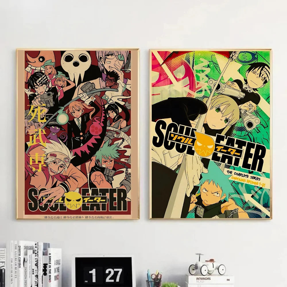 1PC Classic Anime Soul Eater Poster Self-adhesive Art Waterproof Paper Sticker Coffee House Bar Room Wall Decor