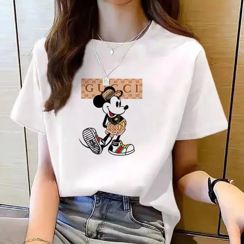 White Women's T-shirt Spring Summer Loose Fit Crew Neck Short Sleeve Base Shirt Inner Wear Versatile Stylish Base Layer Top