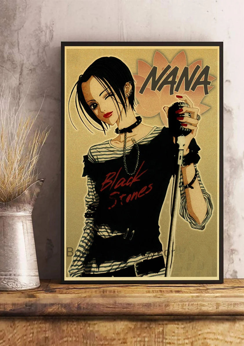 Hot Anime Posters NANA Retro Kraft Paper Sticker Poste 2021 Arrivals Bar Cafe Decor Nostalgia Gift Funny Prints Wall Paintings