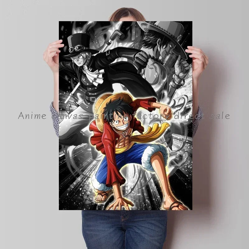 Japan Bandai Retro Anime Surrounding One Piece Luffy Art Canvas Painting Posters Print Mural Home Wall Aesthetic Room Decor