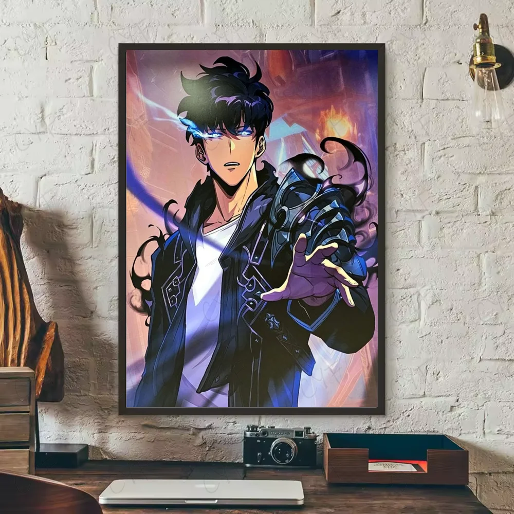 S-Solo Leveling Anime Poster HD art sticky wall waterproof home living room bedroom bar aesthetic decoration