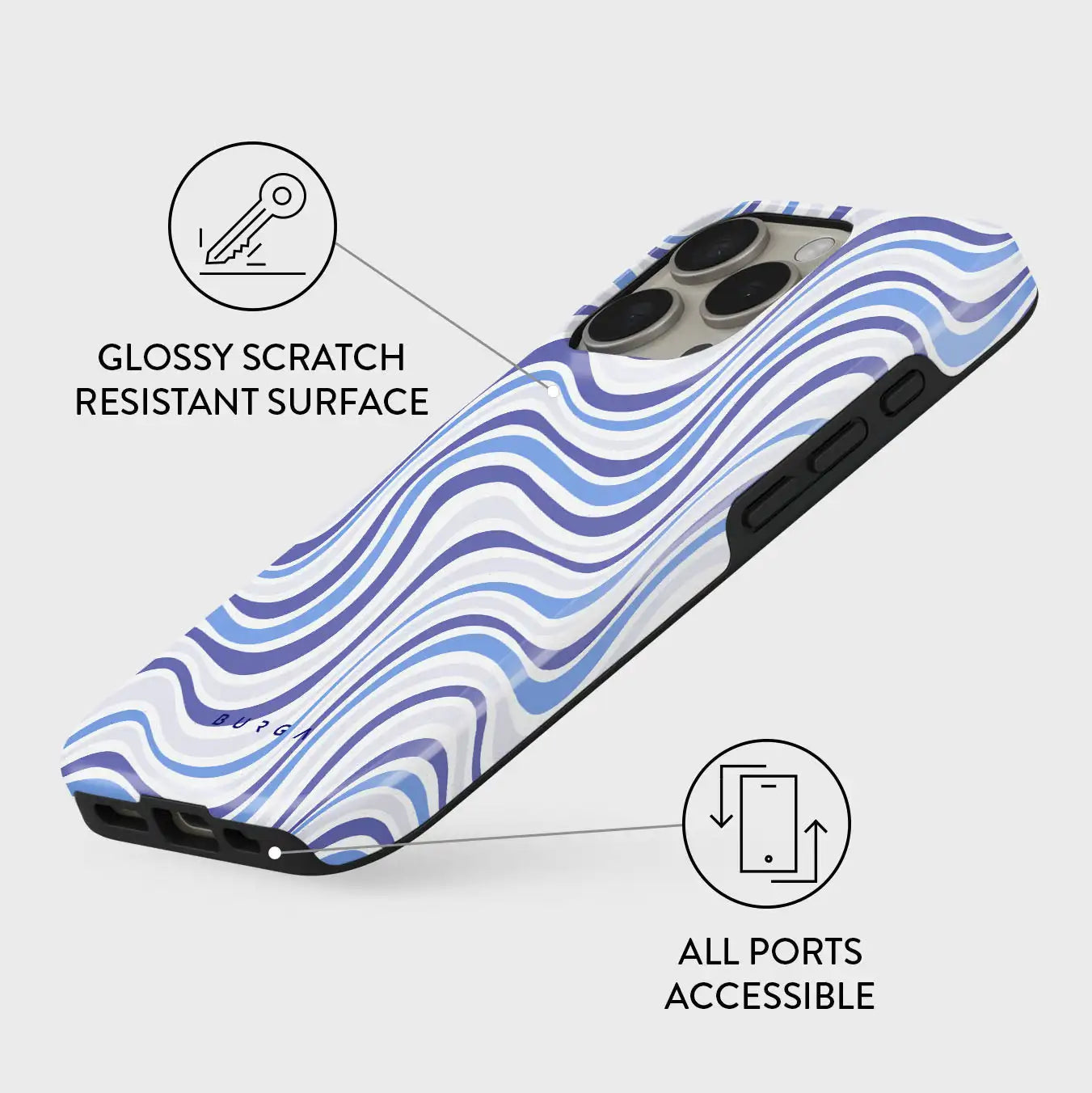 Stay Groovy BURGA Phone Case for iPhone 16 15 14 13 12 11 X XS XR XSMAX 7 8 Pro Max Plus Luxury Double-layer Back Cover