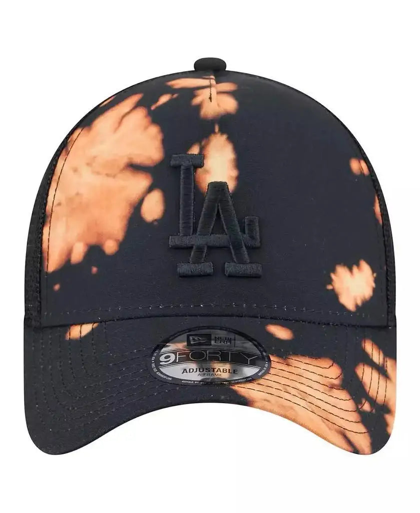 New Era | Men's Black Los Angeles Dodgers Bleached A-Frame 9FORTY Adjustable Hat