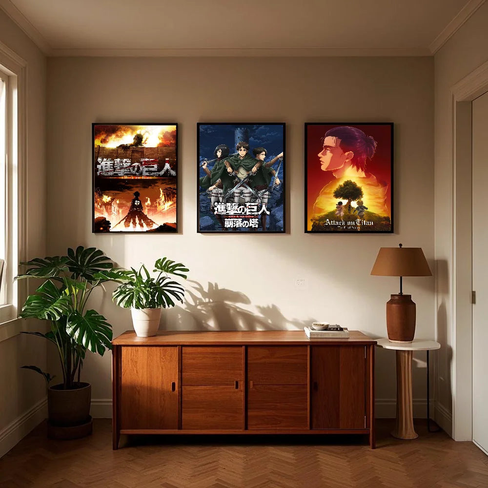 A-Attack on Titan Poster art sticky wall waterproof home living room bedroom bar aesthetic decoration
