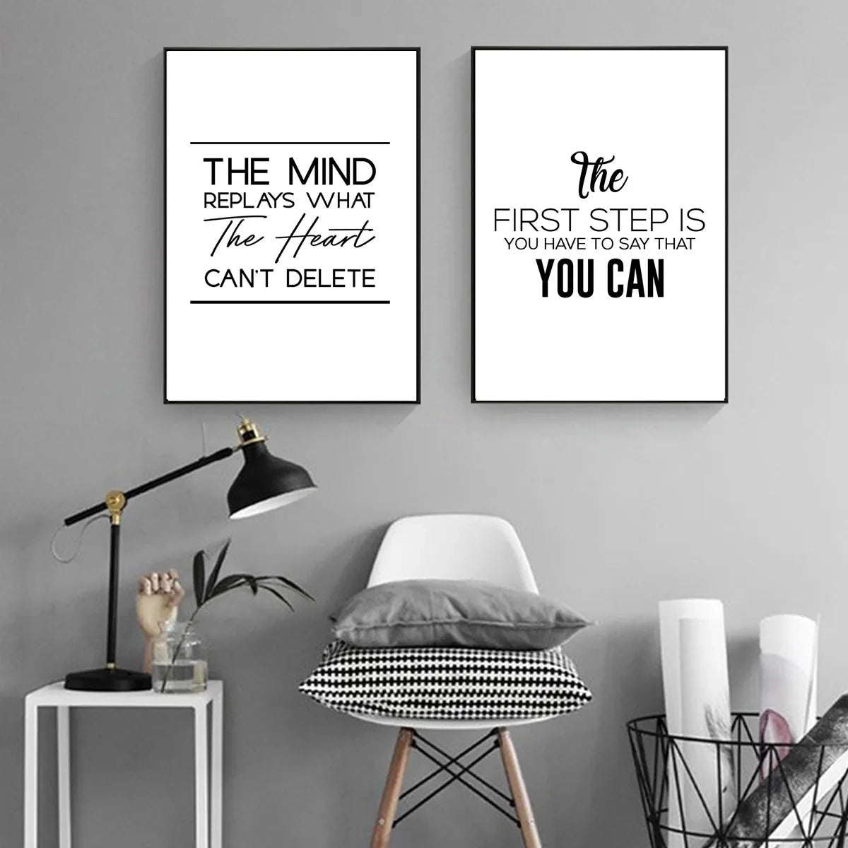 Canvas Painting Positive Energy Phrases Motivational Words Quote Poster Black and White Minimalist Wall Art Pictures Home Decor