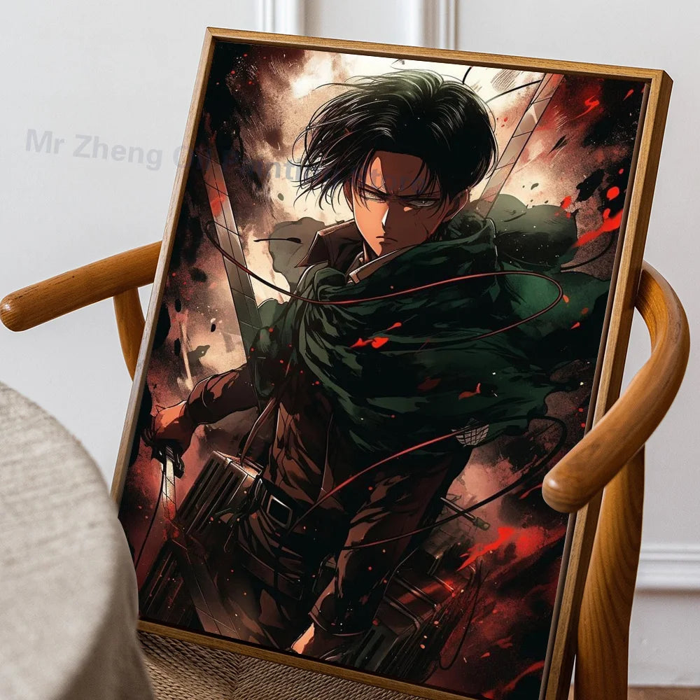 1PC Attack On Titan Poster Self-adhesive Art Waterproof Paper Sticker Coffee House Bar Room Wall Decor