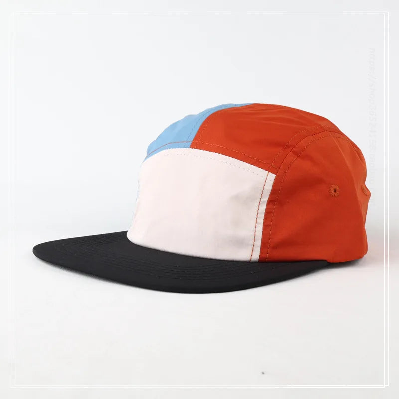 Customized Logo Color Matching Five-panel Waterproof Quick-drying Hat Outdoor Sunshade Unisex Adjustable Flat Edge Baseball Cap