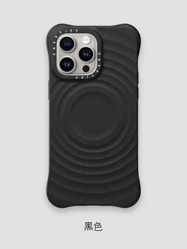 Ripple Silicone Engraved Letters Magnetic Phone Case Simple Stylish Anti-drop Protective Case for IPhone 16 Pro Max Accessories