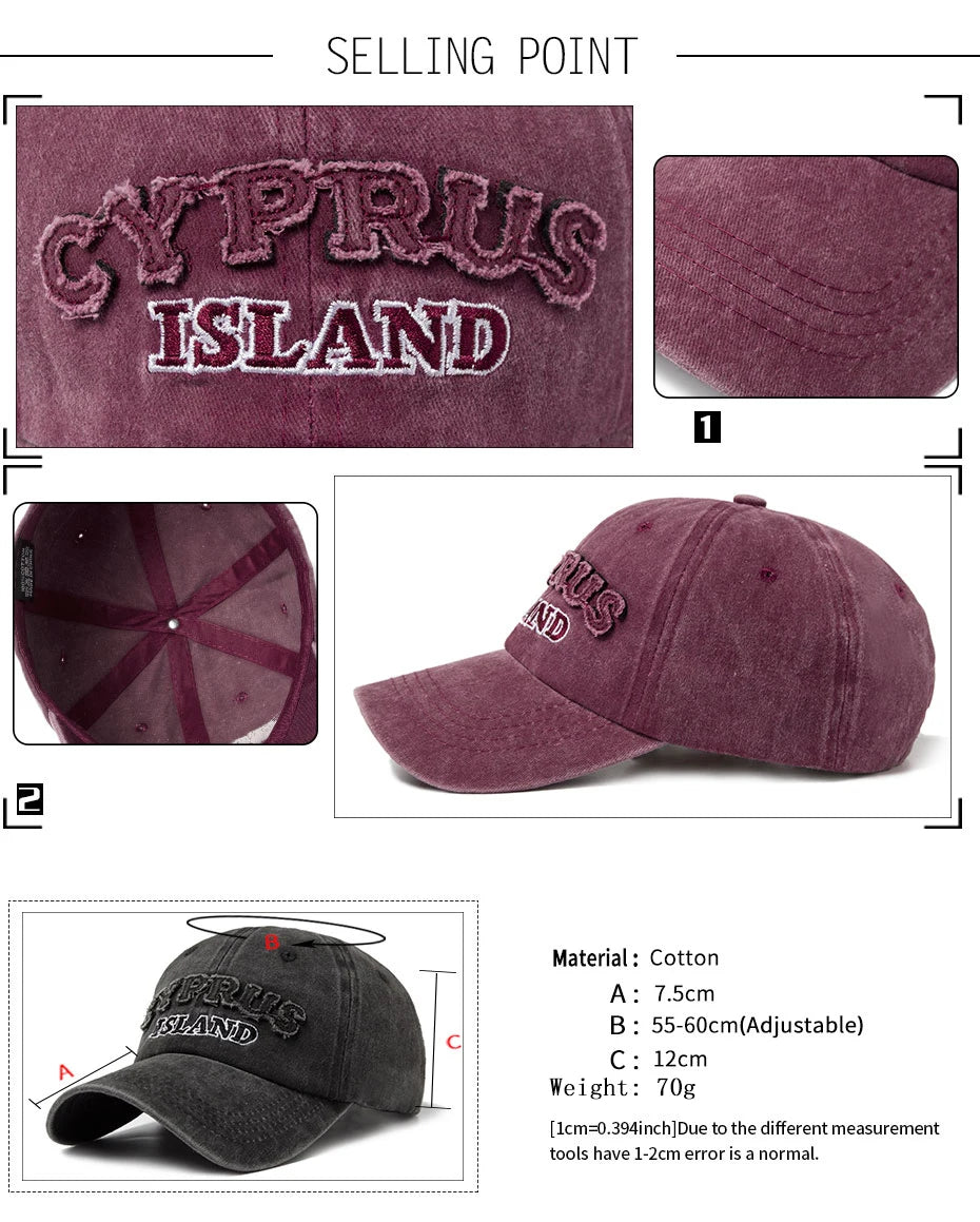 CNTANG Washing Retro Style Baseball Cap For Men Casual Cotton Letter Embroidery Women's Cap Summer Outdoor Sports Sun Visor Hat