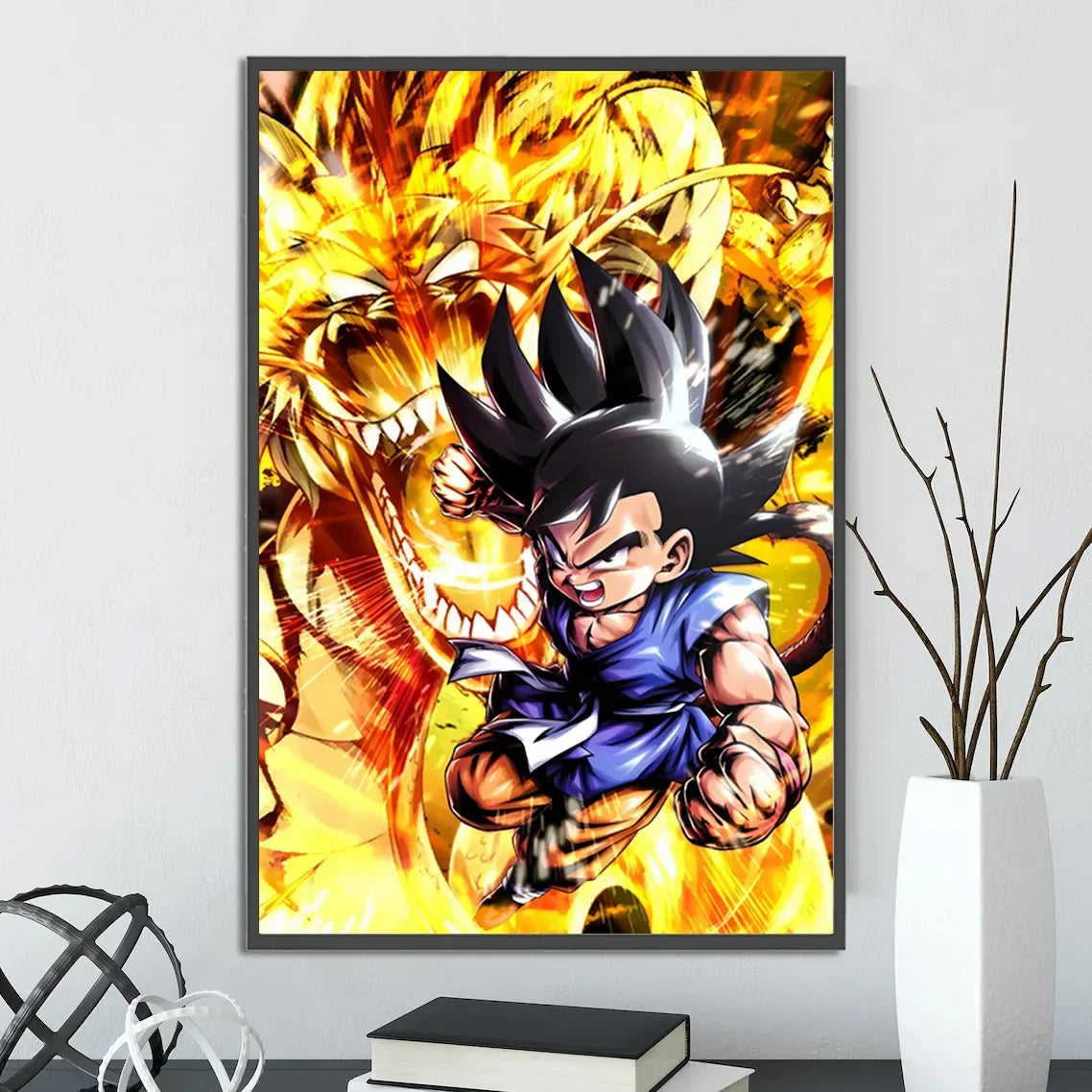 Dragon Ball Self-adhesive Poster Saiyan Goku Anime Wallpapr Figures Home Decoration Painting Pictures Wall Art Birthday Gift