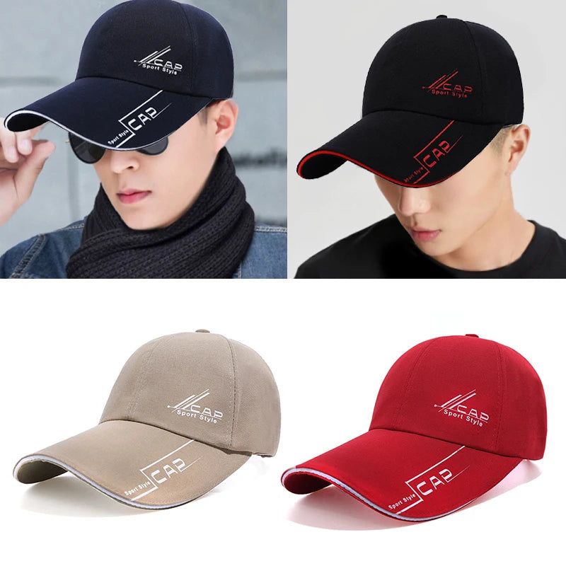 2024 Sports Baseball Cap Summer Long Visor Brim Shade Sun Hats Mens Snapback Hats Peaked Cap Outdoor Baseball Cap Bone Gorras