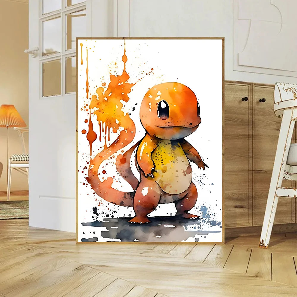 Miniso Anime P-Pokemon Poster Self-adhesive Art Waterproof Paper Sticker Coffee House Bar Room Wall Decor