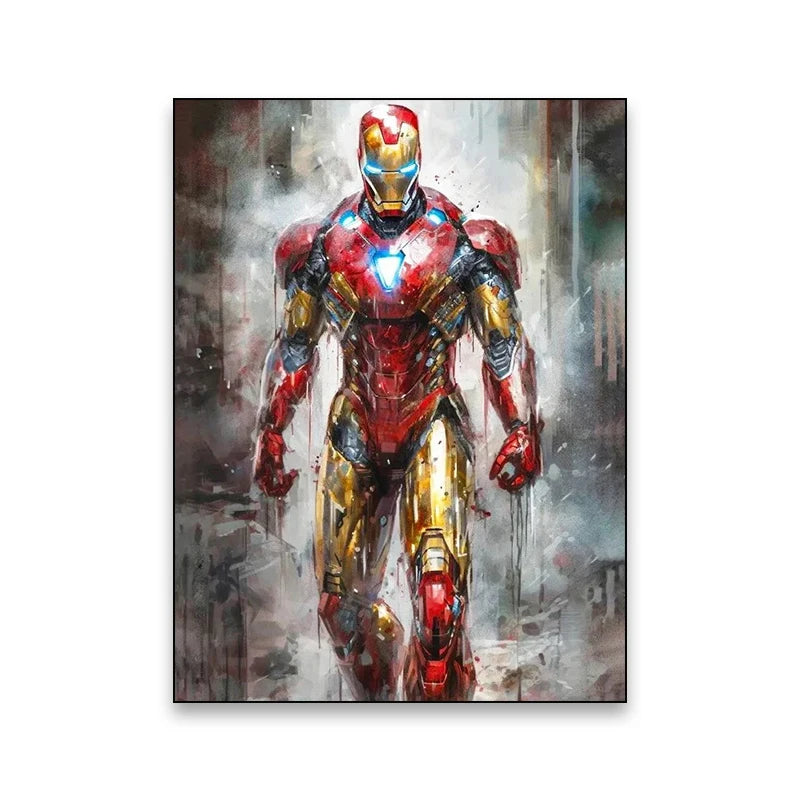 Marvel Movie Art Poster Spider Man Iron Man Deadpool Canvas Painting Classic Anime Character Mural Home Wall Decoration Gift