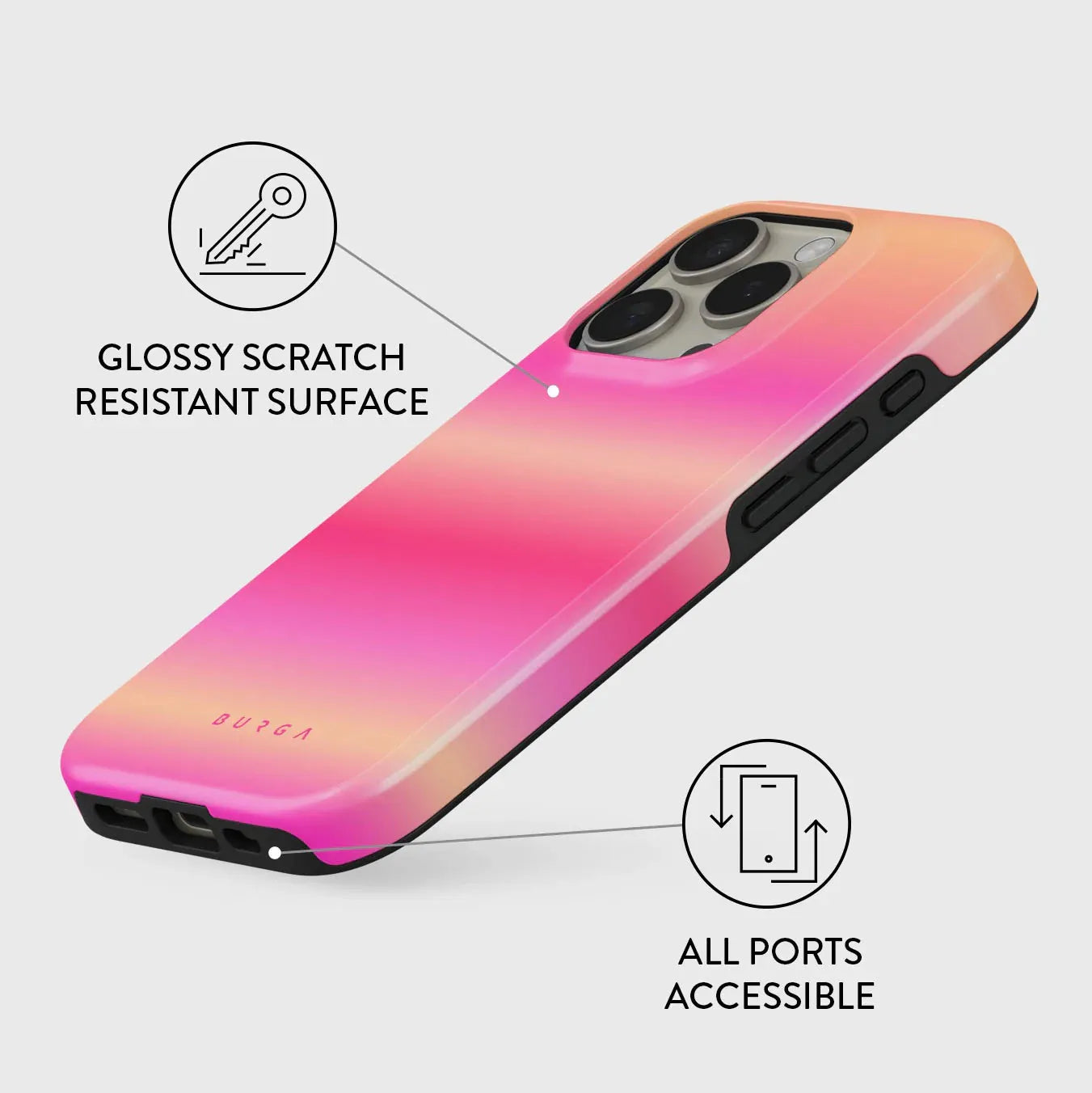 Gradient Art BURGA Phone Case for iPhone 16 15 14 13 12 11 X XS XR XSMAX 7 8 Pro Max Plus Luxury Double-layer Back Cover
