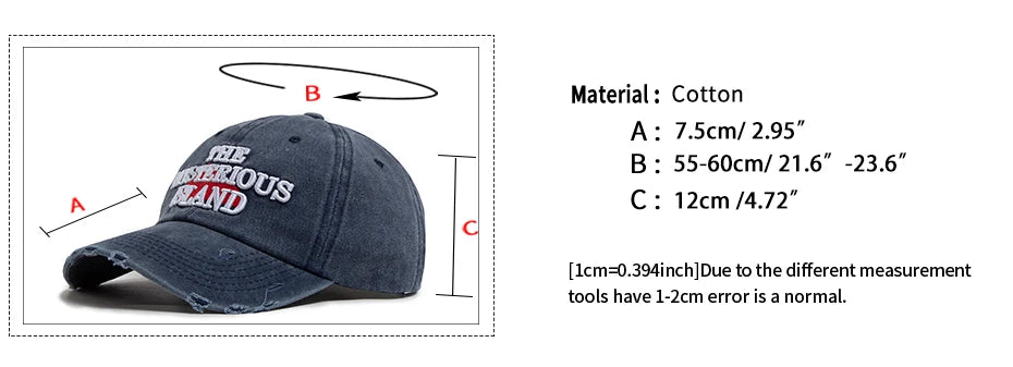 The Mysterious Island Letter Baseball Cap For Men Cotton Fashion Casual Snapback Women Vintage Hat Visor Hip Hop Caps Unisex