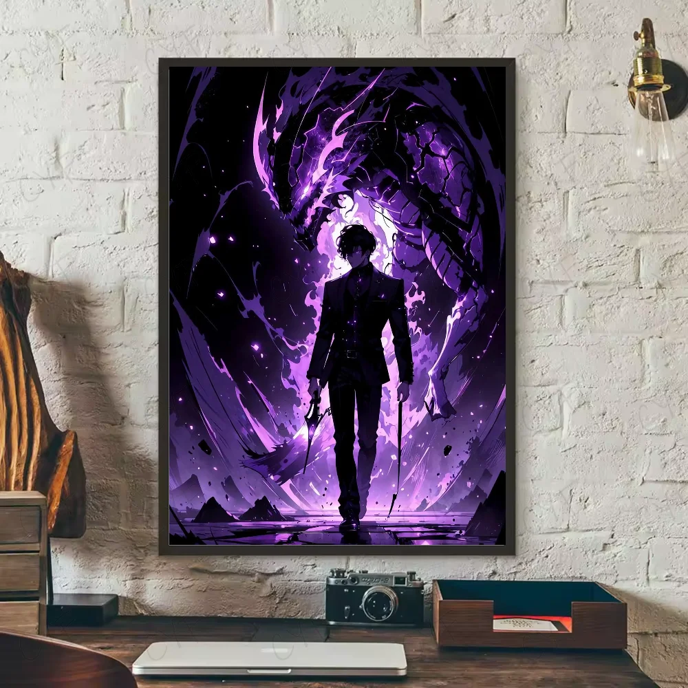 S-Solo Leveling Anime Poster HD art sticky wall waterproof home living room bedroom bar aesthetic decoration