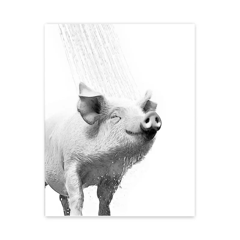 Funny Canvas Poster Cat Giraffe Dog Elephant Toilet Paper Bathtub Funny Bathroom Poster Wall Art Shower Room Home Decoration