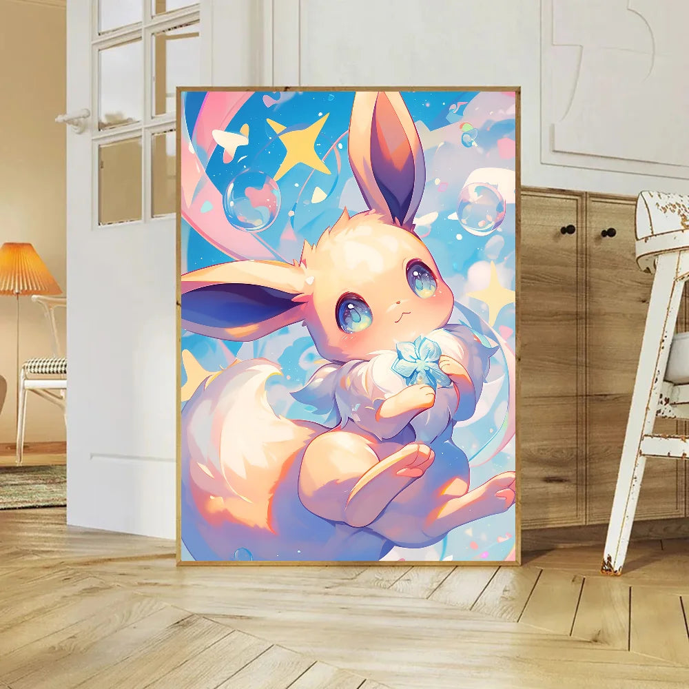 Miniso Anime P-Pokemon Poster Self-adhesive Art Waterproof Paper Sticker Coffee House Bar Room Wall Decor