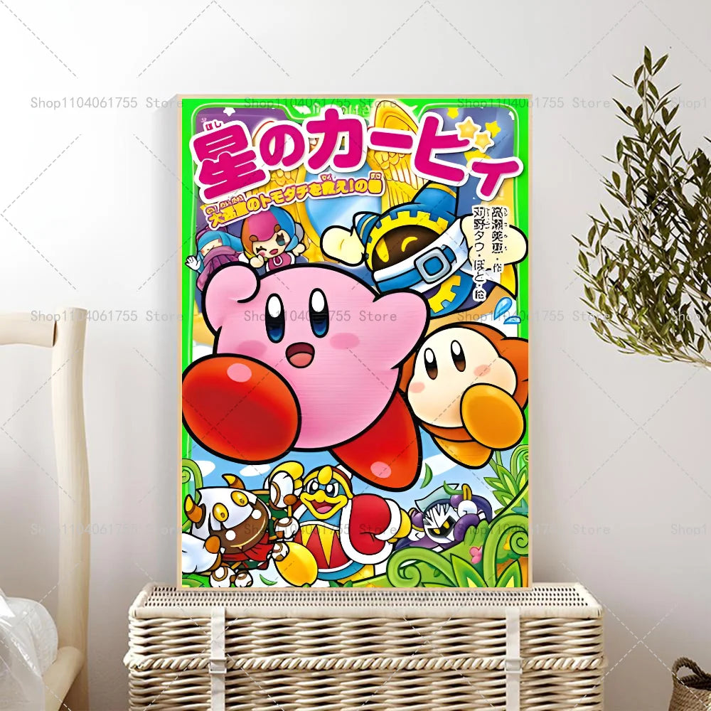 1PC Cartoon Cute K-Kirby Poster Self-adhesive Art Waterproof Paper Sticker Coffee House Bar Room Wall Decor