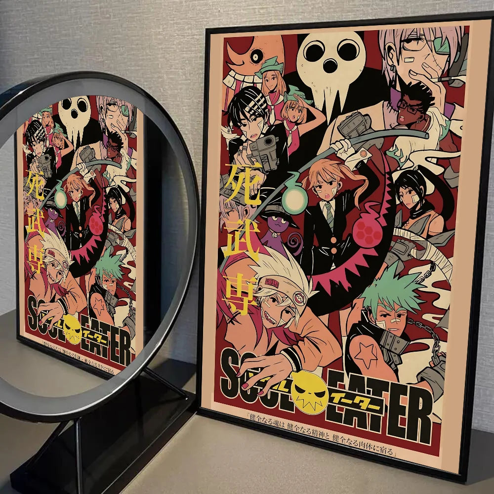 1PC Classic Anime Soul Eater Poster Self-adhesive Art Waterproof Paper Sticker Coffee House Bar Room Wall Decor