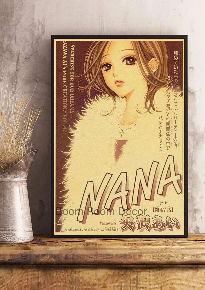 Hot Anime Posters NANA Retro Kraft Paper Sticker Poste 2021 Arrivals Bar Cafe Decor Nostalgia Gift Funny Prints Wall Paintings