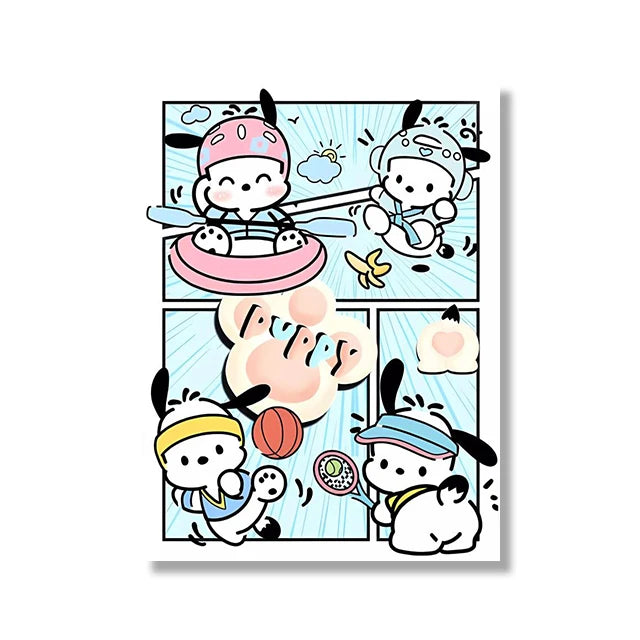 MINISO Cartoon Poster Sanrio Kuromi Hello Kitty Canvas Wall Art Print Mural Home Decoration Birthday Christmas Gift