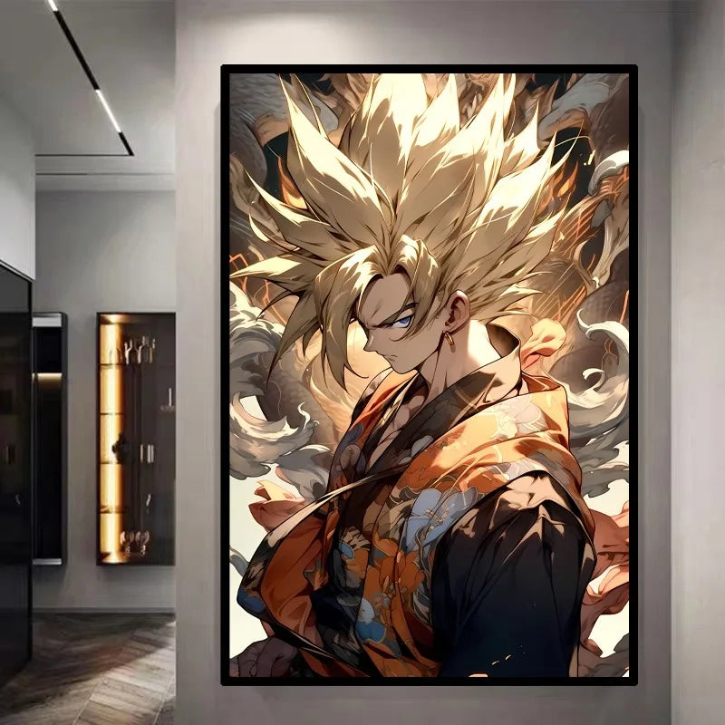 Dragon Ball Decorative Painting Sun Wukong Super Saiyan Japanese Anime Hanging Picture Living Room Bedside Mural