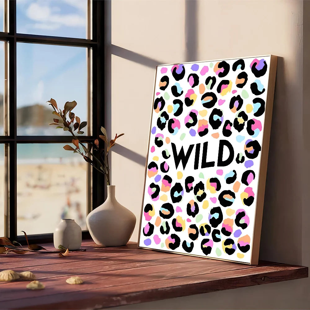 Wild Leopard Tiger Vase Flower Rainbow Girl Power Poster Kraft Paper Prints Home Room Cafe Bar Art Wall Decor Aesthetic Painting