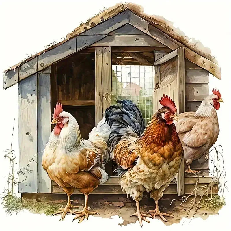 Huacan New Diamond Painting Animal Home Decor Full Round Square Drill Mosaic Chicken Picture Of Rhinestones Craft Kit
