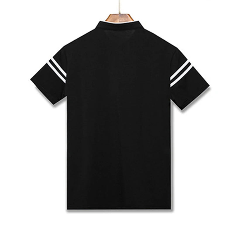 2025 Men's Casual Fashion Solid Color Short Sleeved Polo Shirt Stand Up Collar Versatile Comfortable Top